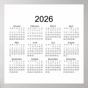 2026 シンプル ミニマリスト カレンダー ポスター