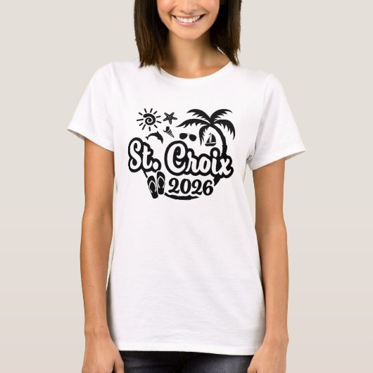 2026 セントクロワ島の休暇または旅行 Tシャツ (正面)