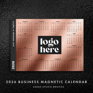2026 ビジネス ロゴ ローズゴールド 年間カレンダー