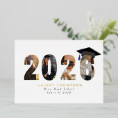 2026 フォイル タイポグラフィー 幾何学的な卒業発表 箔招待状 (立ち正面)