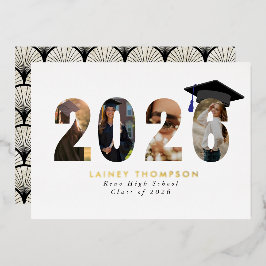 2026 フォイル タイポグラフィー 幾何学的な卒業発表 箔招待状