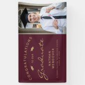 2026 フォト バーガンディ ゴールド 卒業式 横断幕 (縦)
