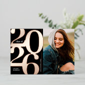 2026 フォト 卒業パーティー ローズゴールド 箔招待状 (立ち正面)