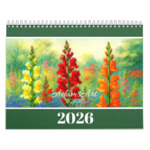 2026 フラワーカレンダー – カラフルな植物画イラスト