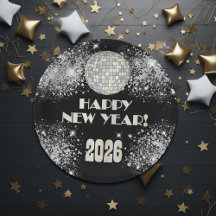2026 ブラック シルバー グリッター 新年会 