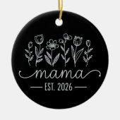 2026 ママ昇格 妊娠 フラワー 新米ママ セラミックオーナメント (正面)