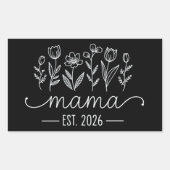 2026 ママ昇格 妊娠 フラワー 新米ママ 長方形シール (正面)