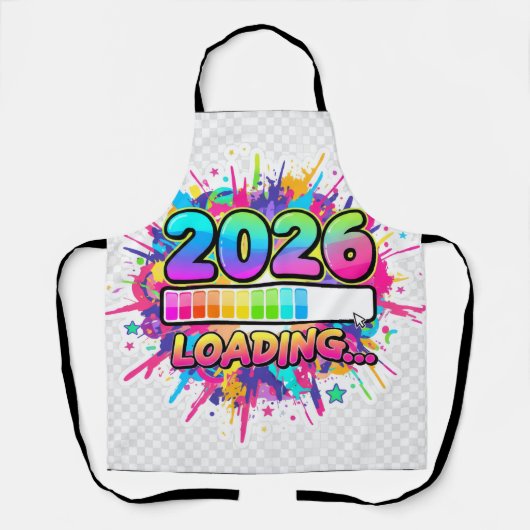 2026 ローディング中... プログレスバー ステッカー エプロン (正面)