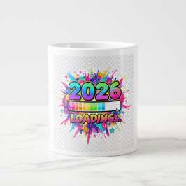 2026 ローディング中... プログレスバー ステッカー ジャンボコーヒーマグカップ