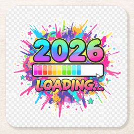 2026 ローディング中... プログレスバー ステッカー スクエアペーパーコースター