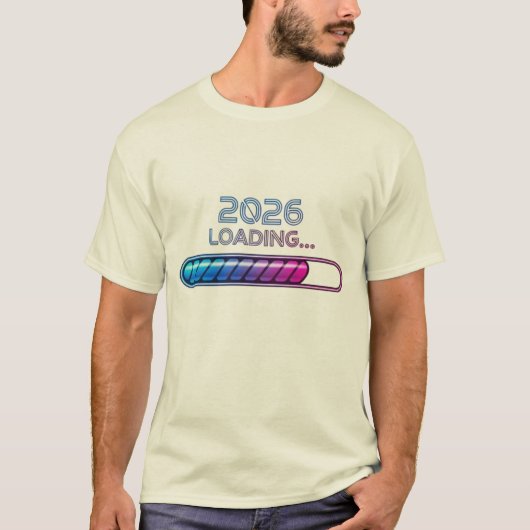 2026 ローディング中… - 未来感あるネオンスタイルの新年Tシャツ Tシャツ (正面)