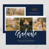 2026 卒業式 スクリプト フォト エレガント 案内状 (正面/裏面)