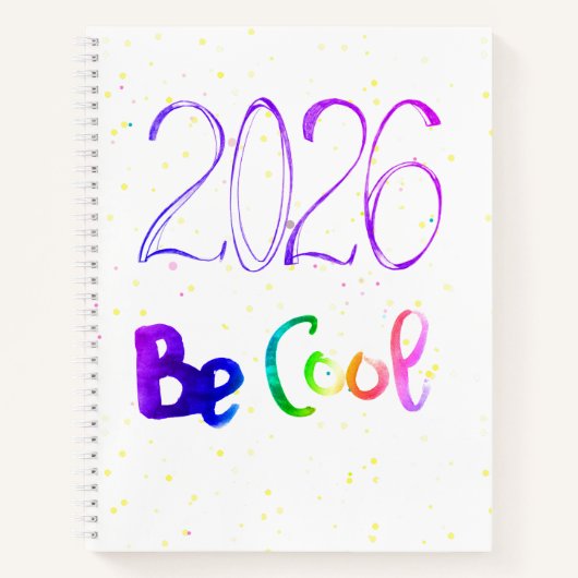 2026 年の数字の手描き文字デザイン スパイラルノート ノートブック (正面)