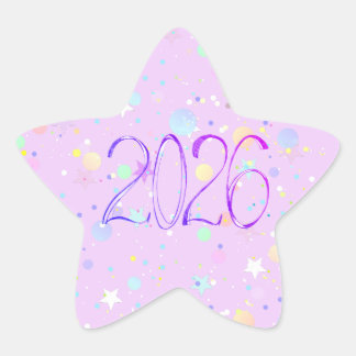 2026 年 新年 かわいい ピンク 紫 星シール