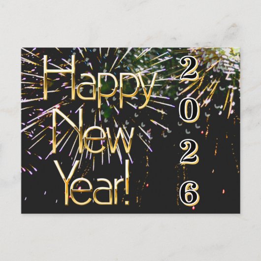 2026,新年おめでとう!ホリデーファイアワーククリスメリーム ポストカード (正面)