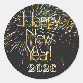 2026，新年おめでとう！ホリデーファイアワーククリスメリーム ラウンドシール
