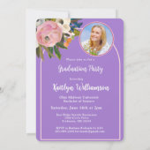 2026 水彩ピンクの花の写真 卒業パーティー 招待状 (裏面)