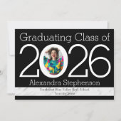 2026 現代の数字フレーム写真 卒業 招待状 (正面)