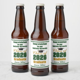 2026 緑と金のクラス オーダーメイド卒業パーティー ビールラベル