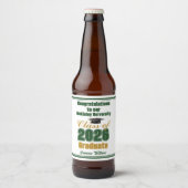 2026 緑と金のクラス オーダーメイド卒業パーティー ビールラベル (正面)