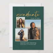 2026 緑の卒業式 フォト コラージュ スクリプト 卒業写真4枚 案内状 (正面)