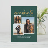 2026 緑の卒業式 フォト コラージュ スクリプト 卒業写真4枚 案内状 (スタンド正面)