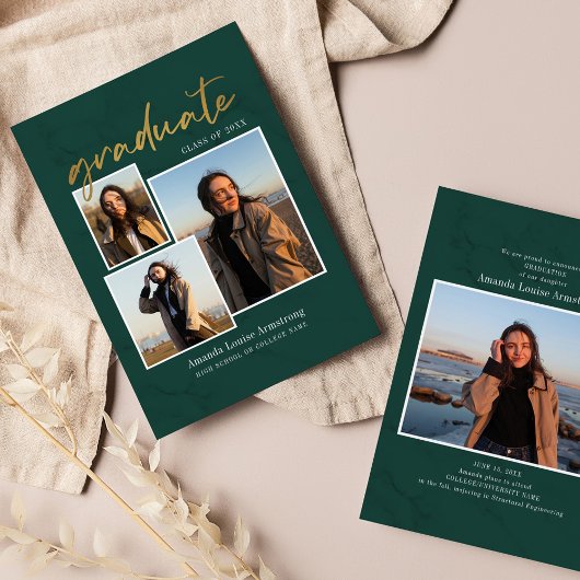 2026 緑の卒業式 フォト コラージュ スクリプト 卒業写真4枚 案内状