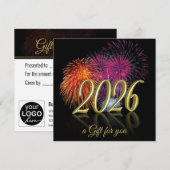 2026 花火 ゴールド 謹賀新年 ギフトカード (正面/裏面)