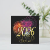 2026 花火 ゴールド 謹賀新年 ギフトカード (スタンド正面)