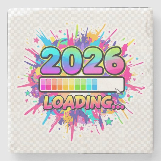 2026 読み込み中... プログレスバー ステッカー ストーンコースター (正面)