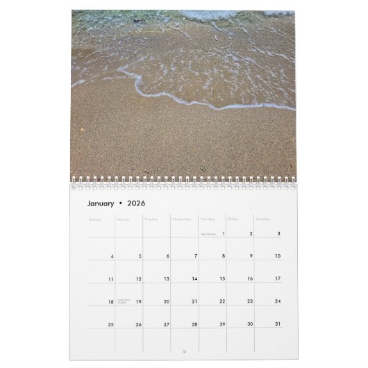 2026 12-Month Ocean Views Calendar カレンダー (1月 2026)