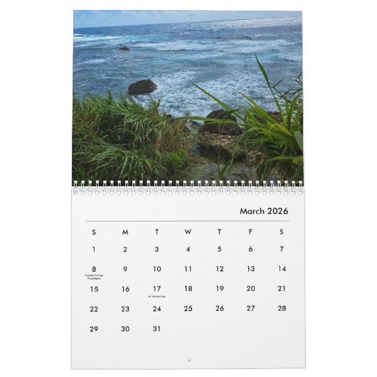 2026 12-Month Okinawan Ocean Views Calendar カレンダー (3月 2026)