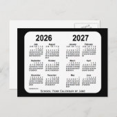 2026-2027ジャンスによる白黒の学校カレンダー ポストカード (正面/裏面)
