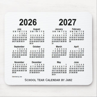 2026-2027ホワイトスクールカレンダーby Janz マウスパッド