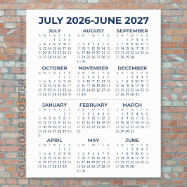2026-2027年度カレンダー ネイビーブルーの壁 ポスター