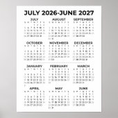 2026-2027年度 カレンダー シンプル ウォール ポスター (正面)
