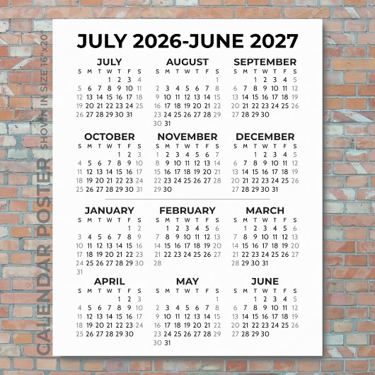 2026-2027年度 カレンダー シンプル ウォール ポスター