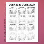 2026-2027年度 カレンダー シンプル ウォール ポスター