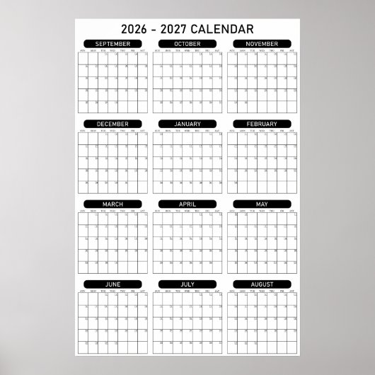 2026 - 2027年度 カレンダー 壁掛け ポスター (正面)
