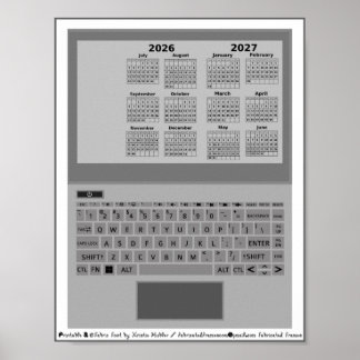 2026=2027年度 カレンダー 学年 ノートパソコン キーボード ポスター