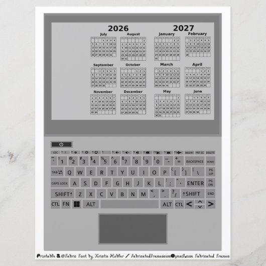 2026=2027年度 カレンダー 学校行事 ラップトップ キーボード (正面)