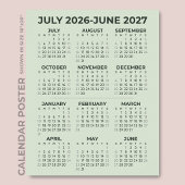 2026-2027年度 カレンダー Sage Green 壁 ポスター