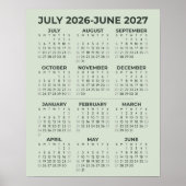 2026-2027年度 カレンダー Sage Green 壁 ポスター (正面)