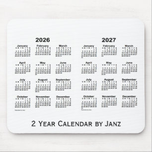 2026-2027白Janzのマウスパッドによる2年のカレンダー マウスパッド