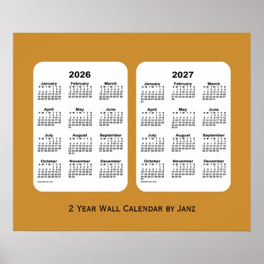 2026-2027金ゴールド2年壁カレンダーby Janz ポスター (正面)