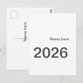 2026 2027 2028 ここに名前と称号 年間 太字 ポストカード (正面/裏面)