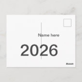 2026 2027 2028 ここに名前と称号 年間 太字 ポストカード (裏面)
