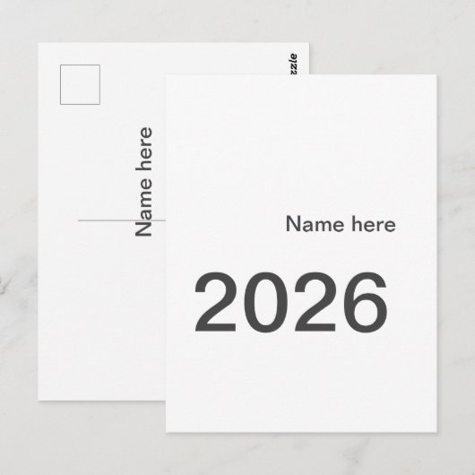 2026 2027 2028 **ここに名前と称号** 年 **太字** ポストカード (正面/裏面)