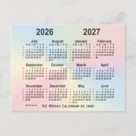 2026-2027 Rainbow 52週間カレンダーby Janz ポストカード
