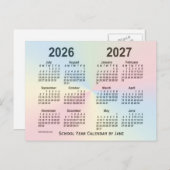2026-2027 Rainbow Cloud School Calendar by Janz ポストカード (正面/裏面)